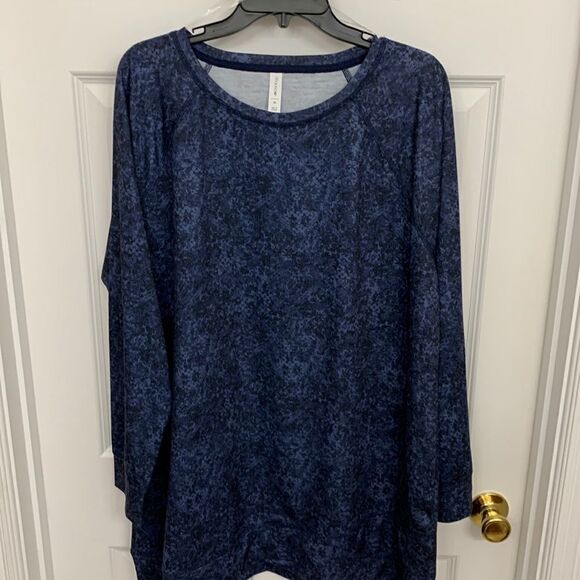 Ideology Size 3X long sleeve pullover black & blue lightweight top - Picture 1 of 11